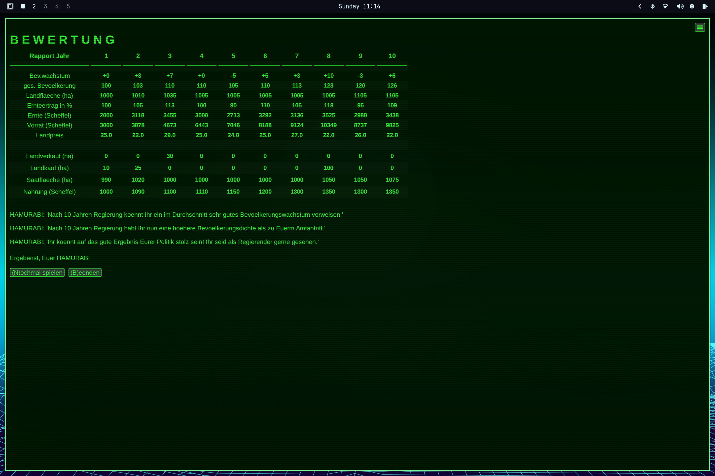 Screenshot mit CPC-Grün-Theme und sichtbaren Scanlines